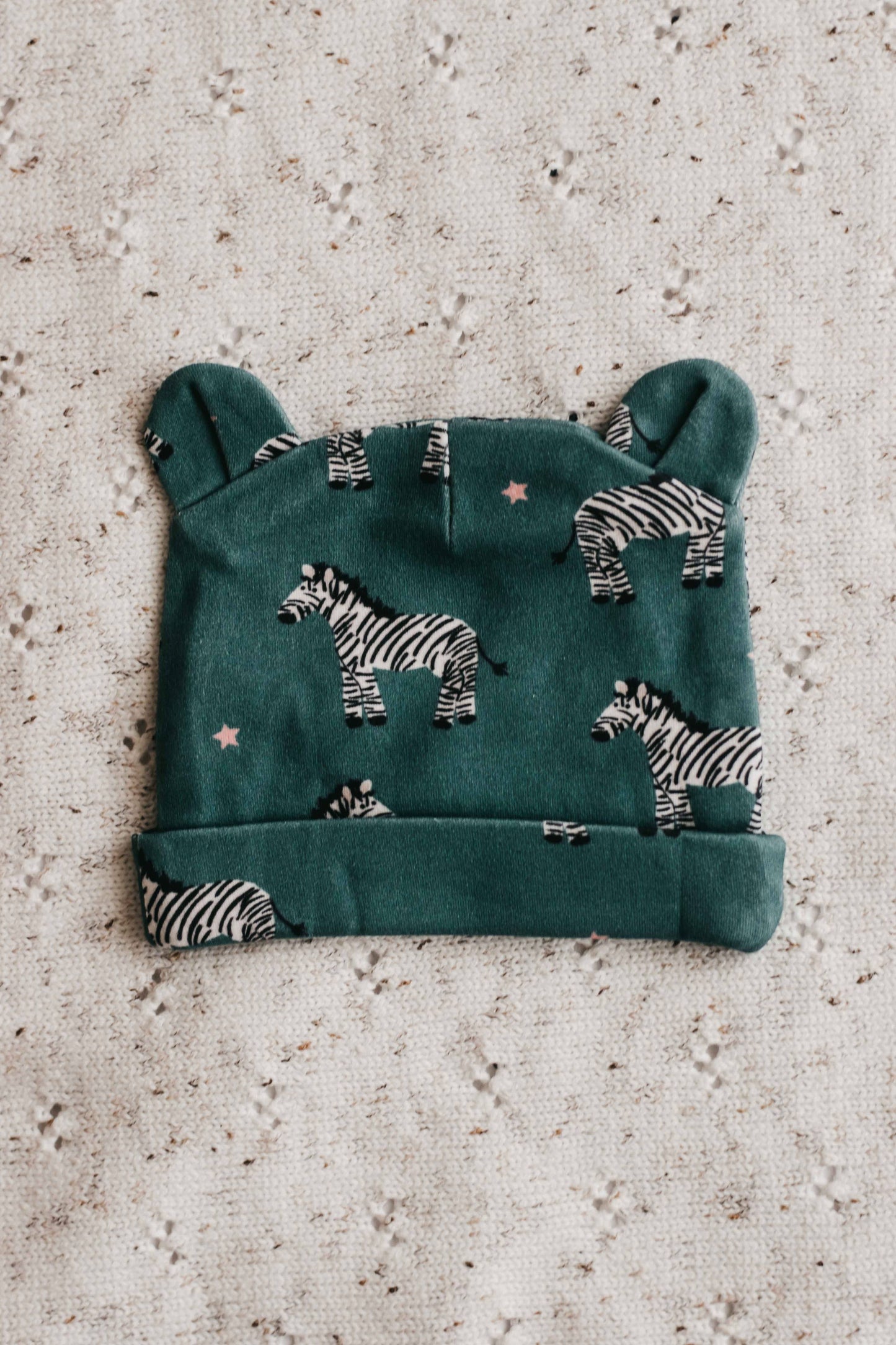 Bencer & Hazelnut - Newborn Beanie - Zebby Green