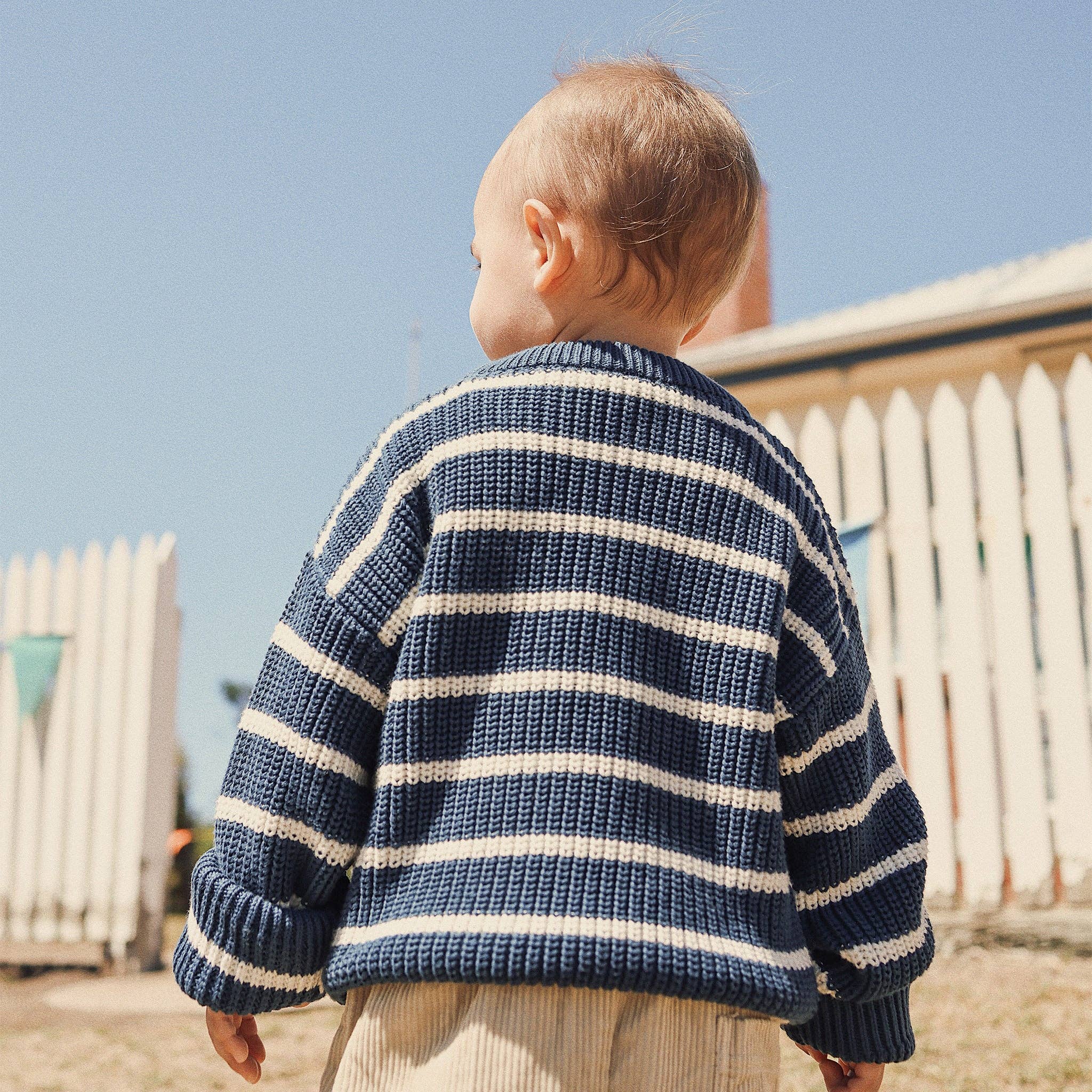 Chunky Rib Knit Jumper- Navy Stripe
