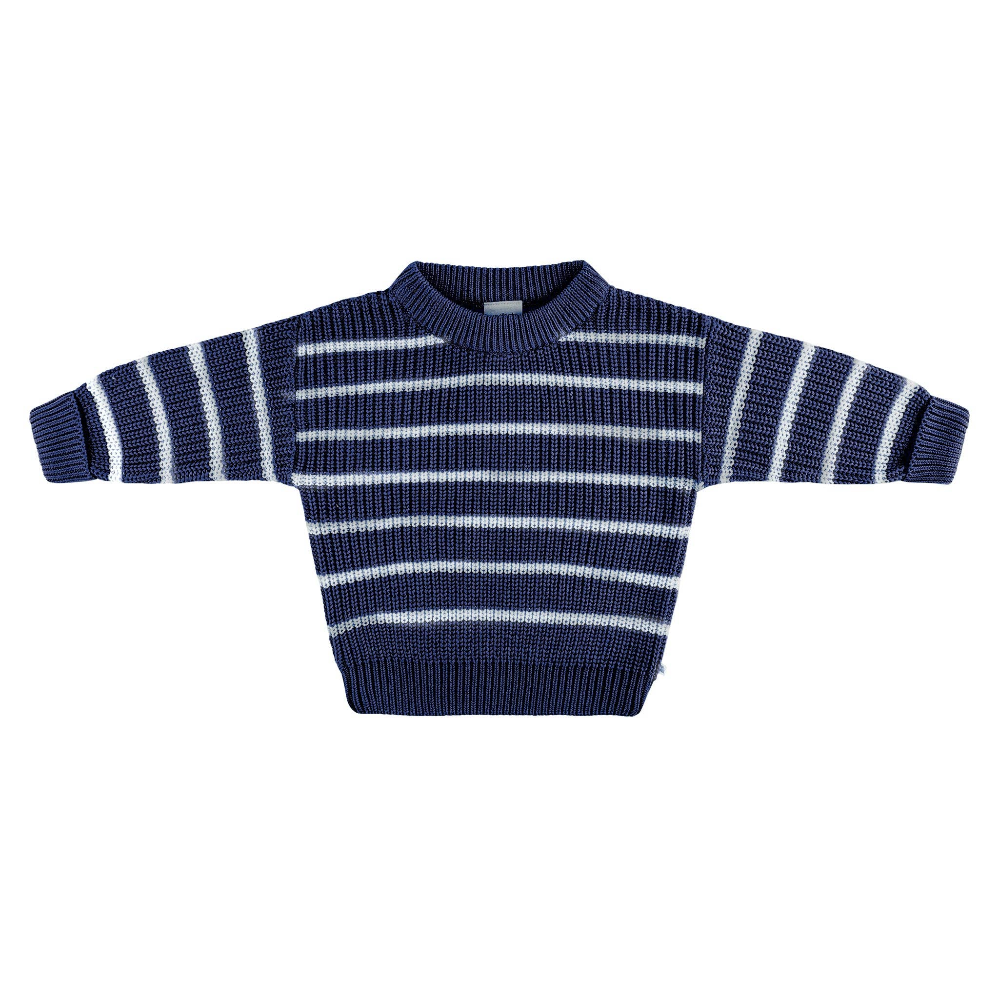 Chunky Rib Knit Jumper- Navy Stripe