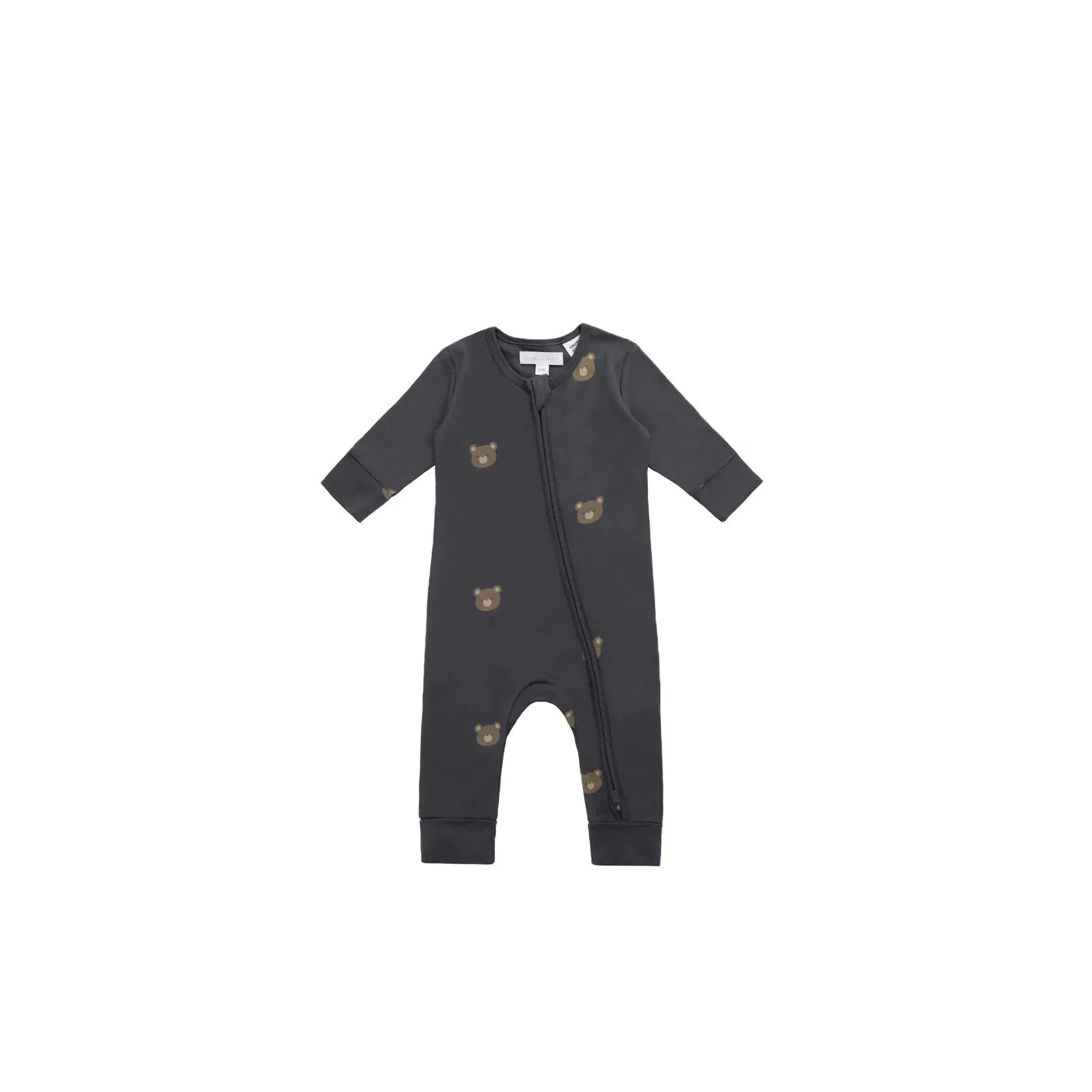 Jamie Kay - Organic Cotton Reese Zip Onepiece - Bobbie Bears Black Oyster