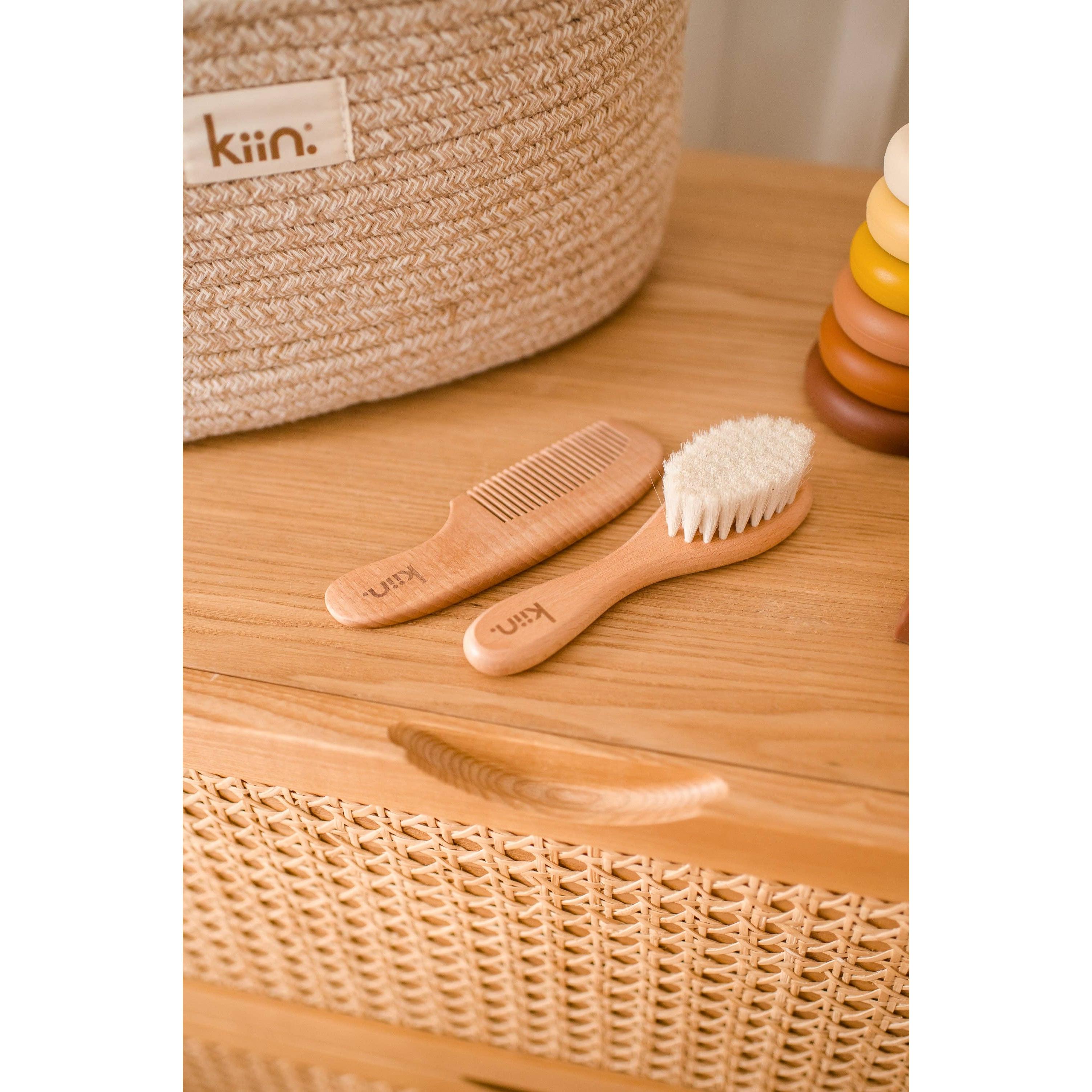 Kiin Baby - Wooden Baby Brush + Comb Set