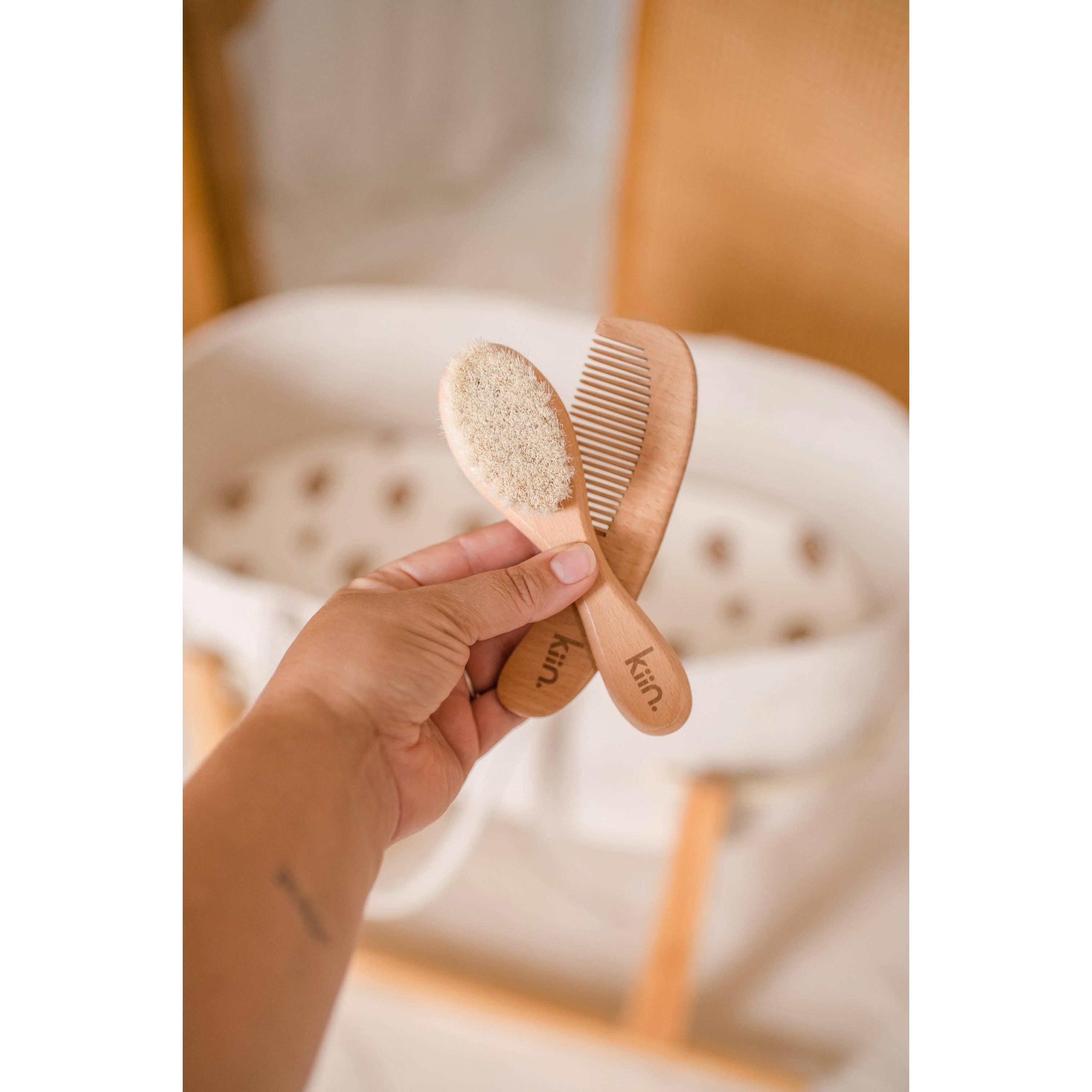 Kiin Baby - Wooden Baby Brush + Comb Set