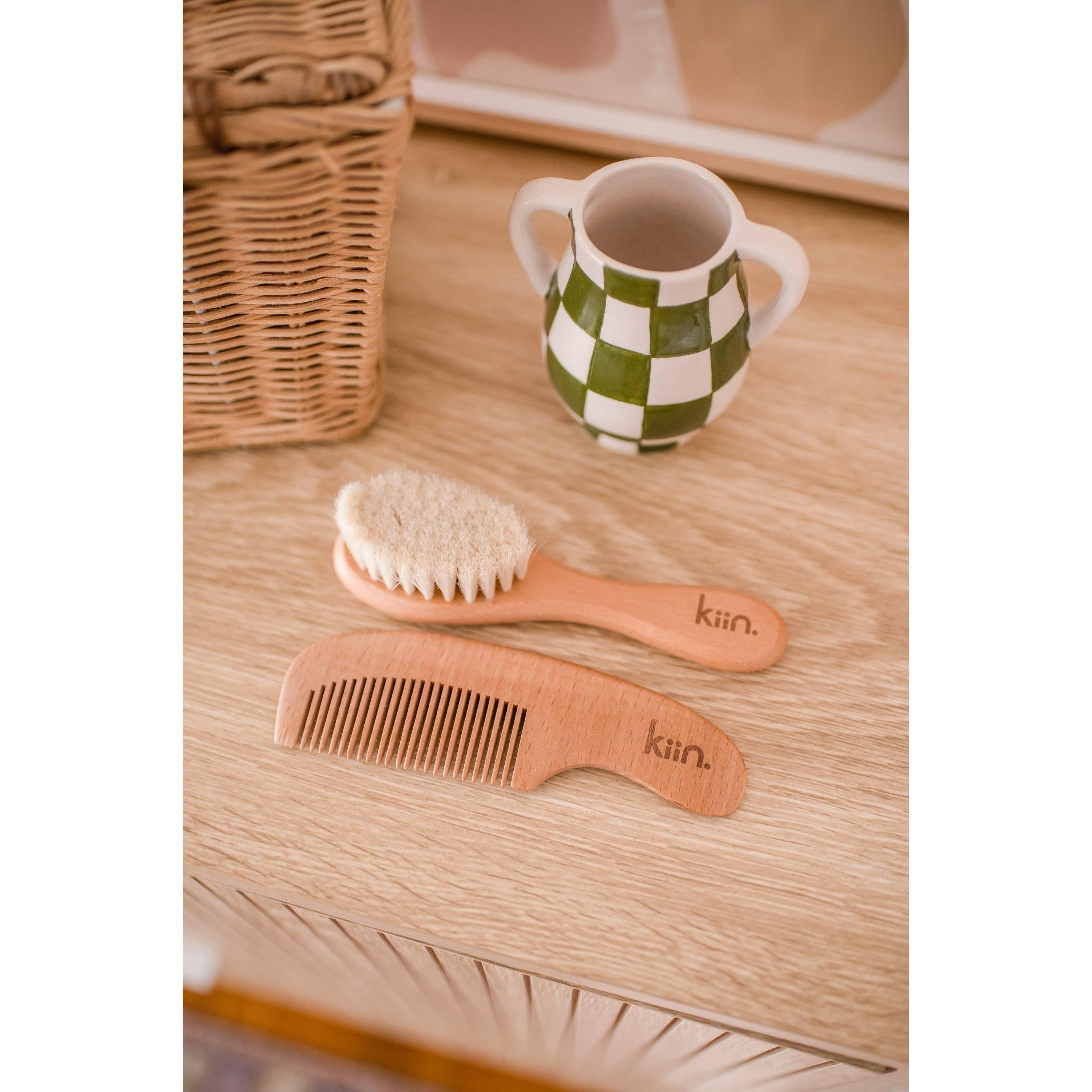 Kiin Baby - Wooden Baby Brush + Comb Set