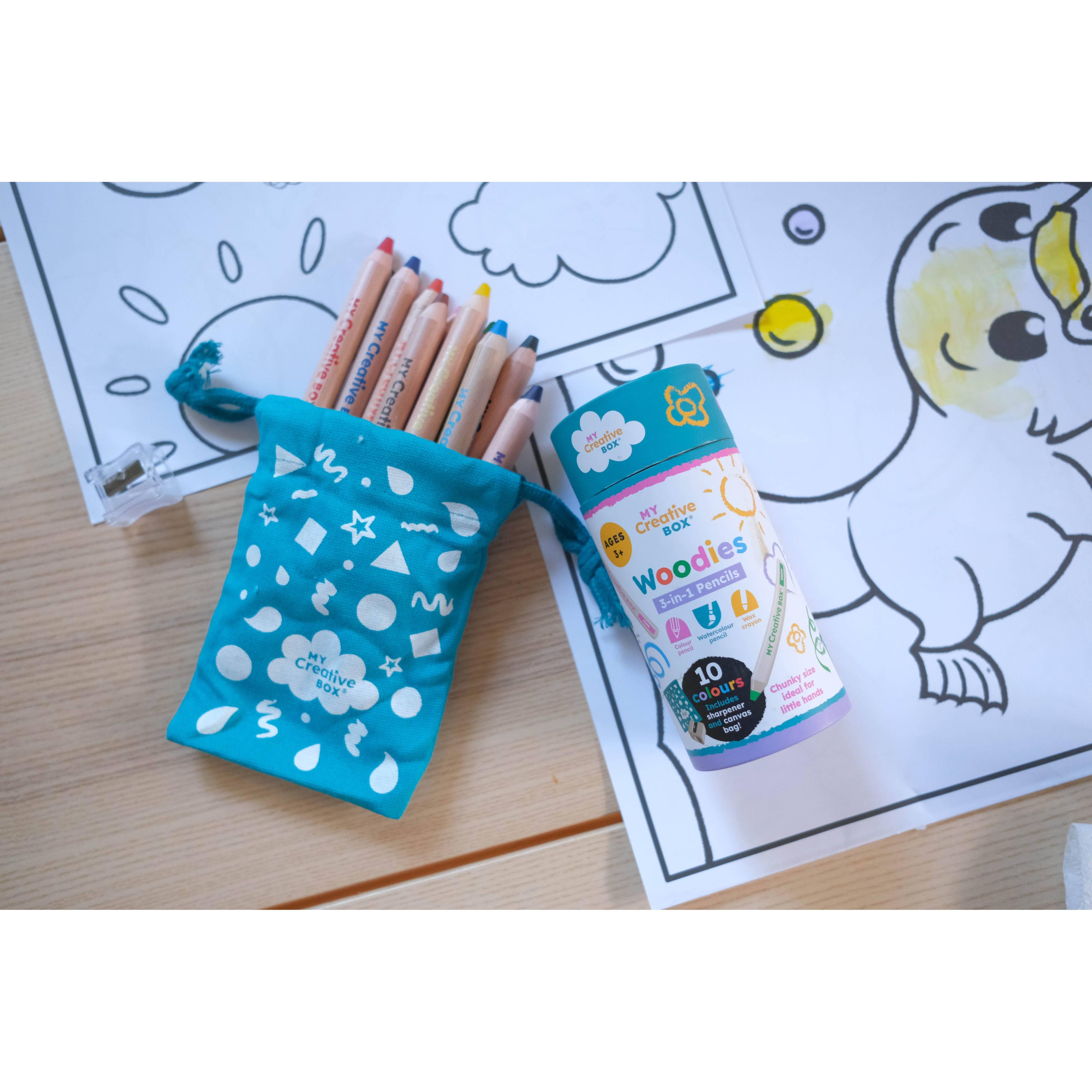 My Creative Box - Woodies 3-in-1 Wooden Pencils | Set of 10