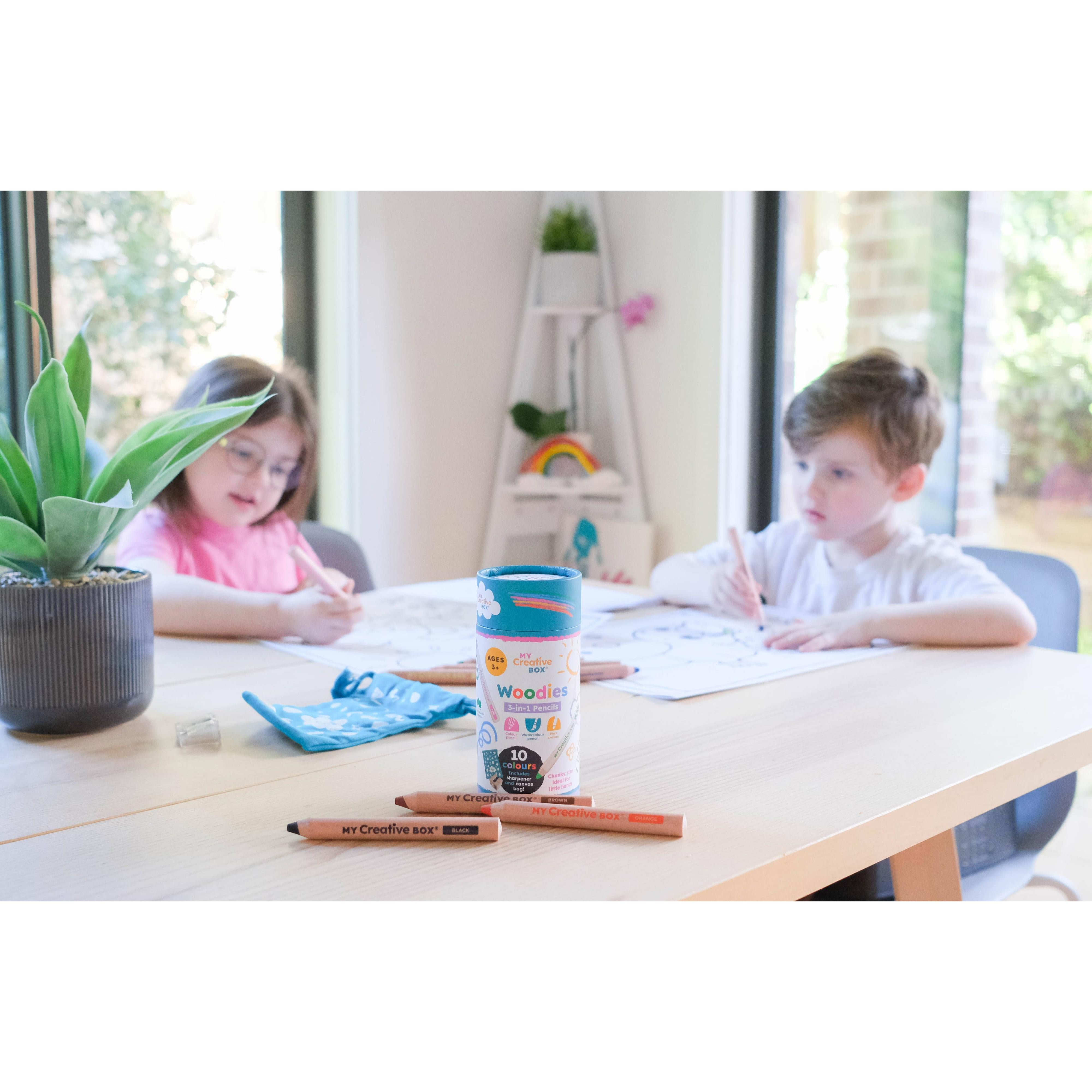 My Creative Box - Woodies 3-in-1 Wooden Pencils | Set of 10