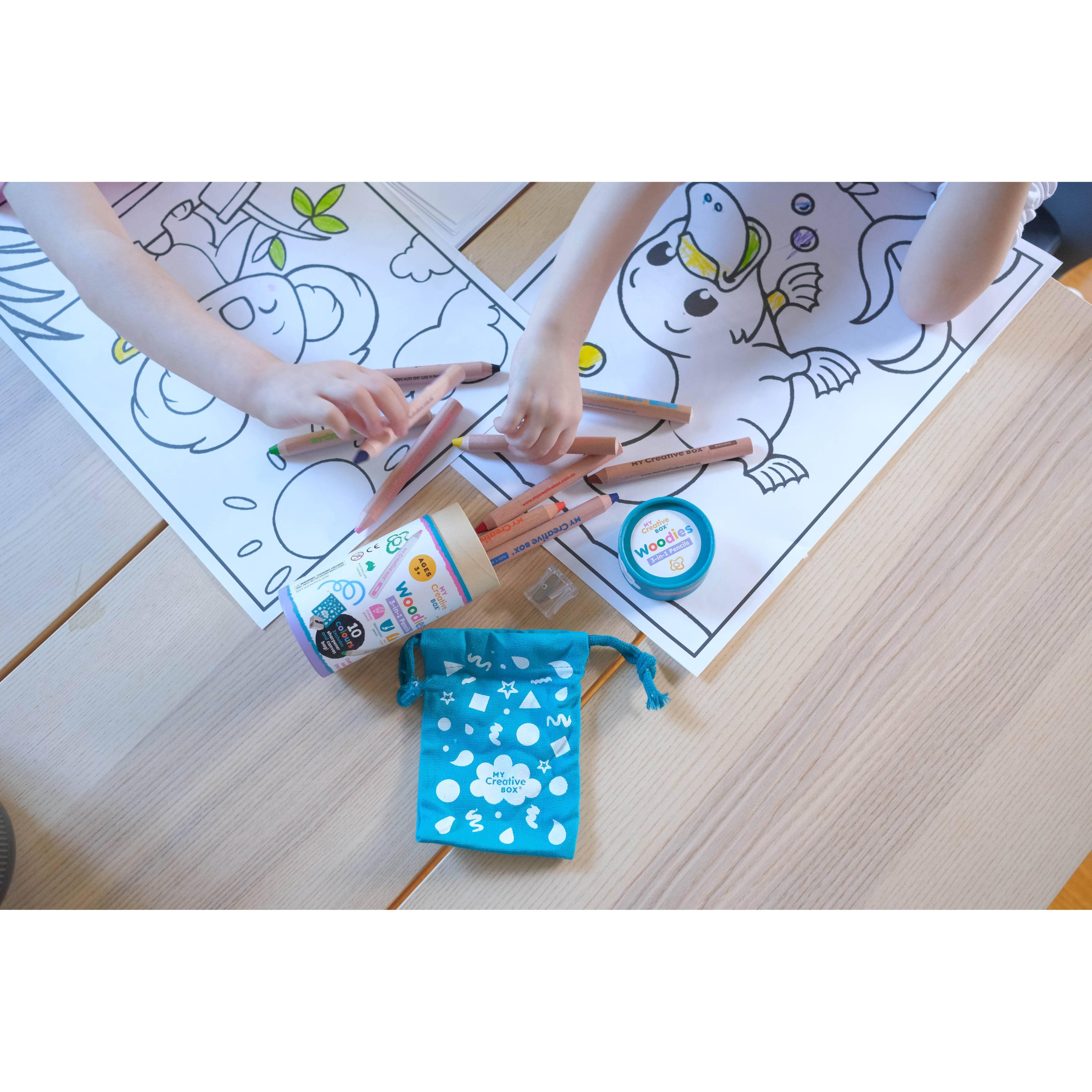My Creative Box - Woodies 3-in-1 Wooden Pencils | Set of 10