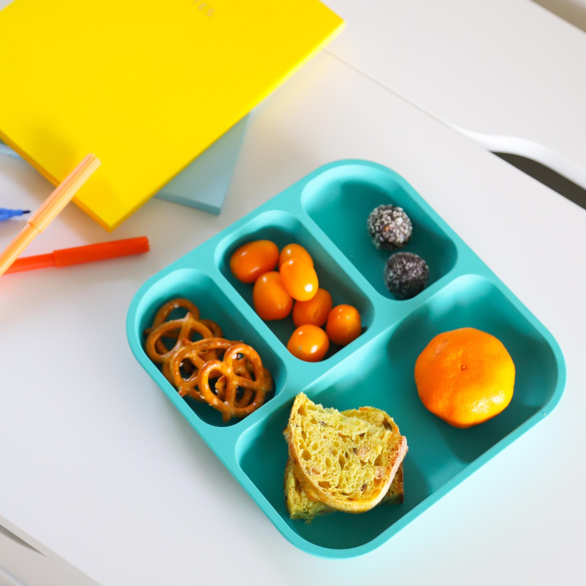 Plant-Based Bento-Style Divided Plates (22x21cm) - Individual - Green