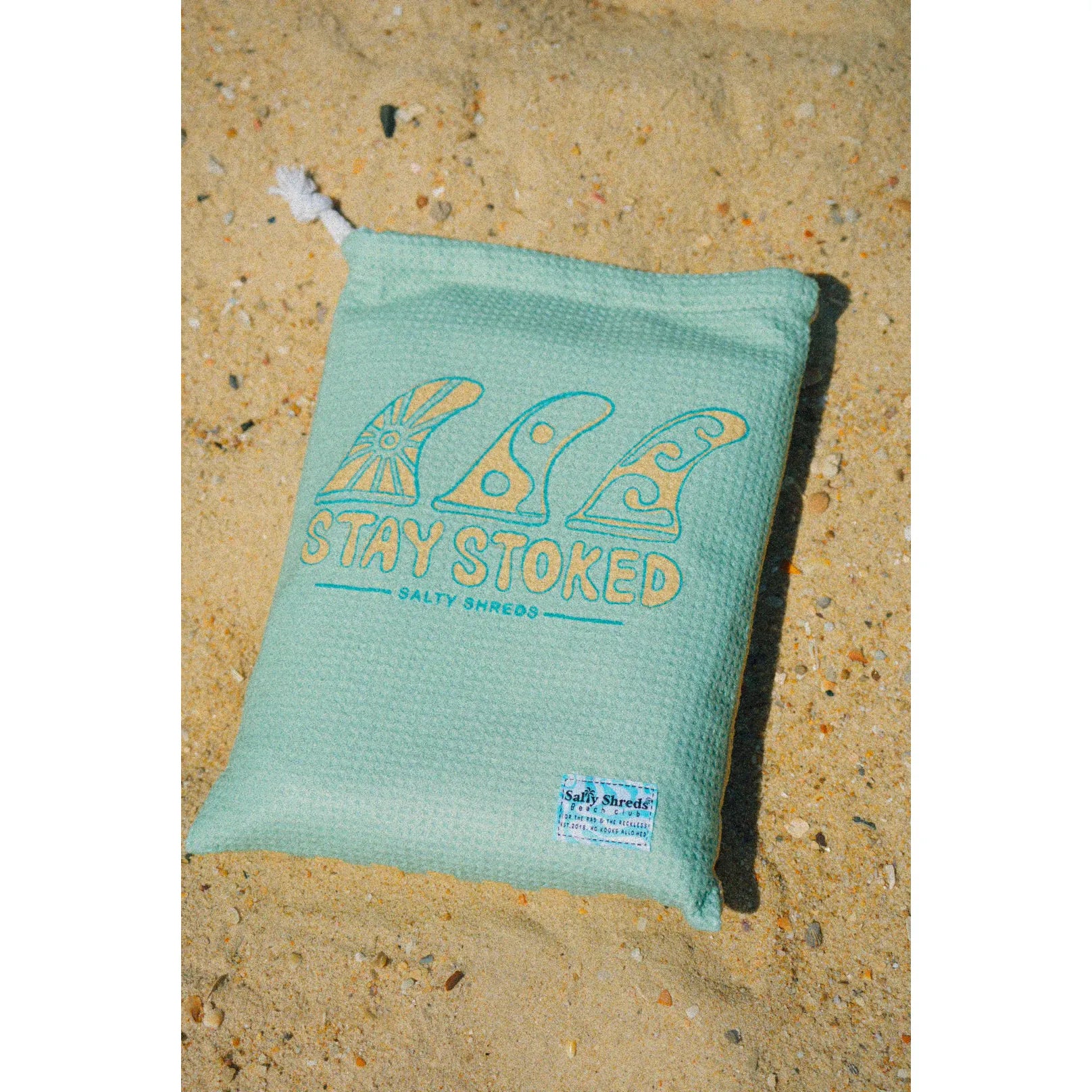 Salty Shreds - Stay stoked waffle microfiber sand free beach towel