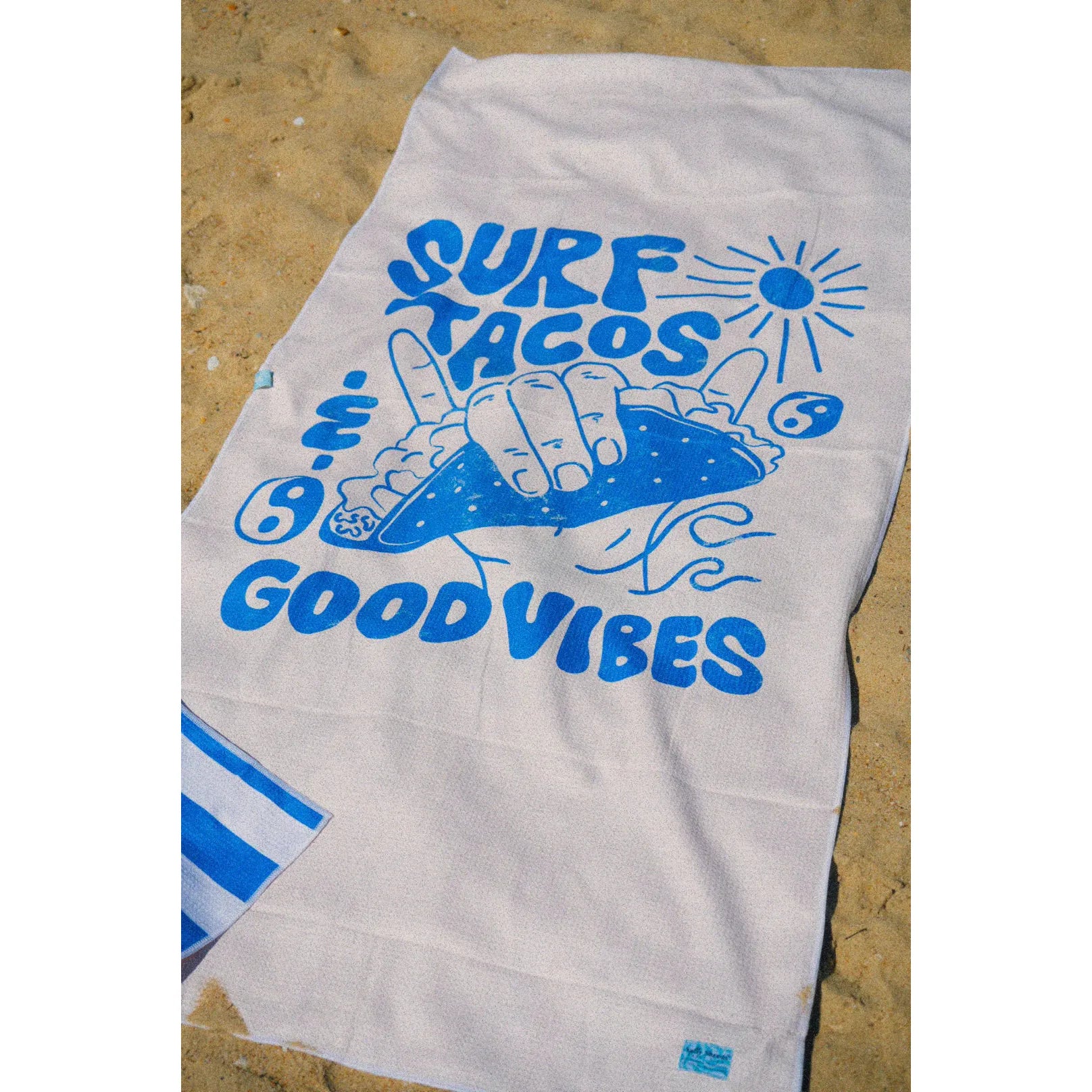 Salty Shreds - Surf, tacos & good vibes waffle microfiber sand free beach towel