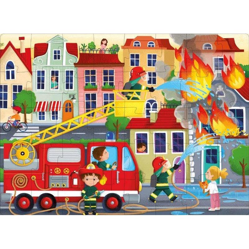 Sassi 3D Puzzle and Book Set - Learn Shapes Firefighters , 40 pcs
