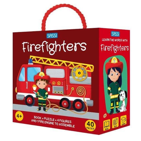 Sassi 3D Puzzle and Book Set - Learn Shapes Firefighters , 40 pcs