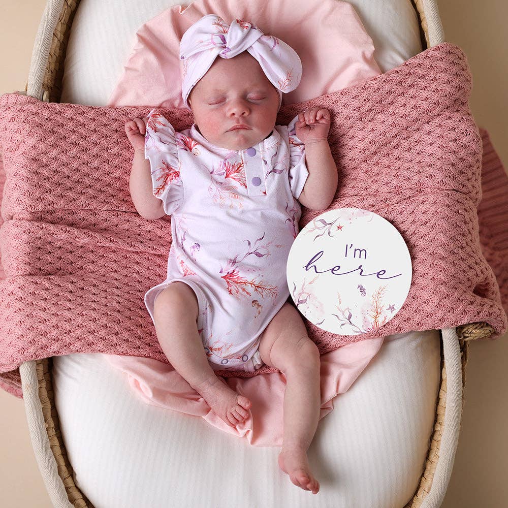 Snuggle Hunny - Coral Short Sleeve Organic Bodysuit with Frill