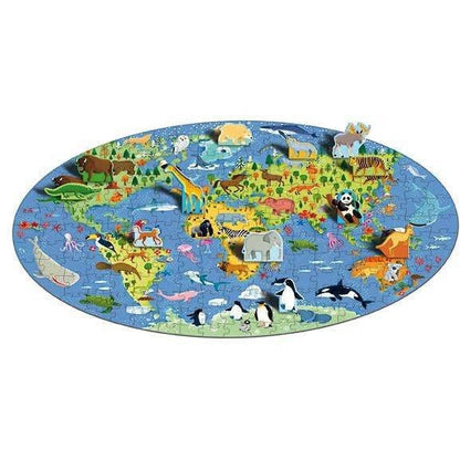 Sassi Travel, Learn and Explore - Book and 3D Puzzle Set - World of Animals, 200 pcs