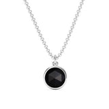 Round Rose Cut Black Onyx Pendant Rhodium Plated|5-1362-RBON