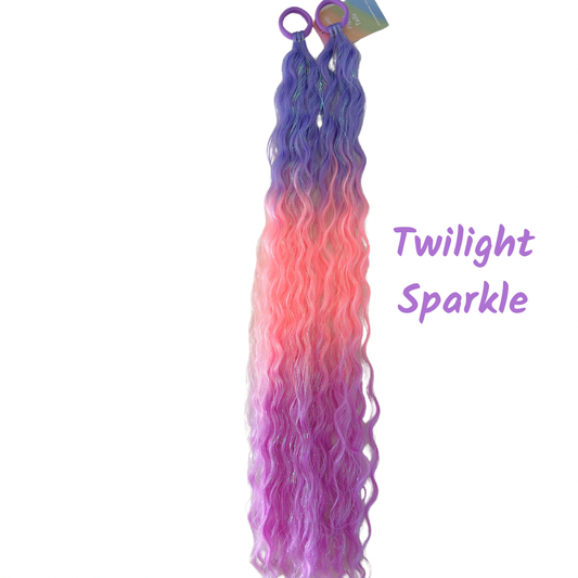 Poppet Locks - Mermaid Curls Piggys - Twighlight Sparkle - 22”