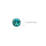 Signature Stud  1 Carat Blue ZirconRhodium Plated