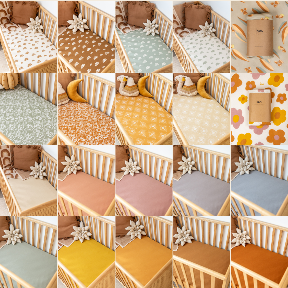 Kiin Baby - Organic Cot Sheet: Rainbow Ivory Umber