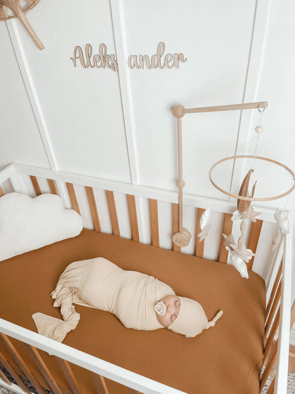 Kiin Baby - Organic Cot Sheet: Rainbow Ivory Umber