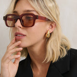 L&S Goutte Angular Sunglasses in Brown