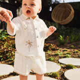 Kynd Baby - Woven Embroidered Short Sleeve Shirt - Coconut