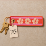 Enjoy The View Hibiscus Embroidered Keychain