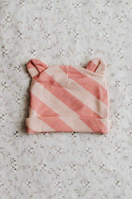 Bencer & Hazelnut - Newborn Beanie - Candy Pink Stripe