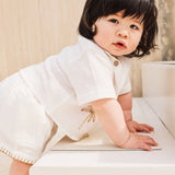 Kynd Baby - Woven Embroidered Short Sleeve Shirt - Coconut