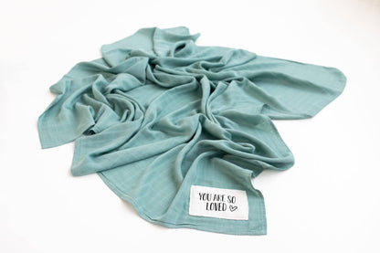 Timber Tinkers - You are so loved Sage Muslin Swaddle