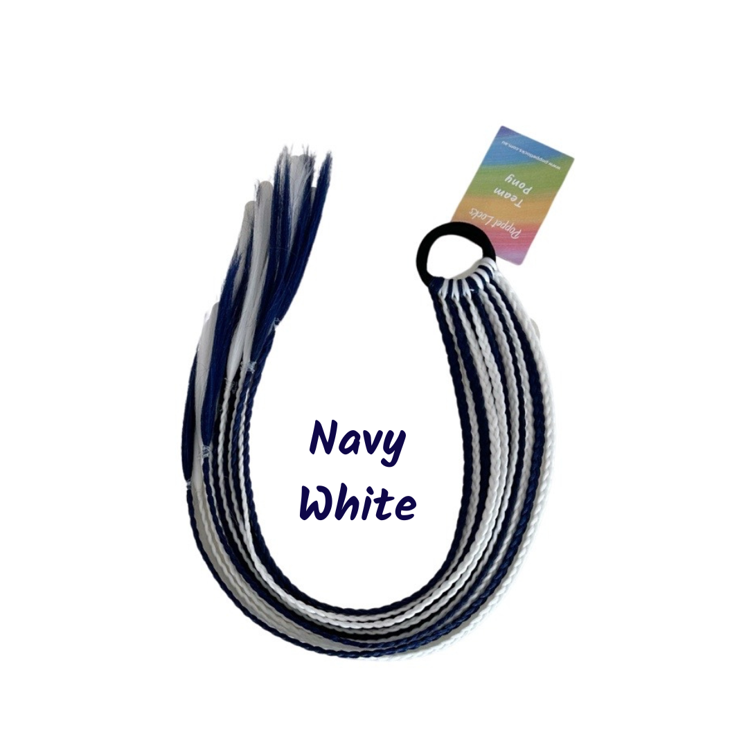 Poppet Locks - Navy/White Team Pony - 24 Inch