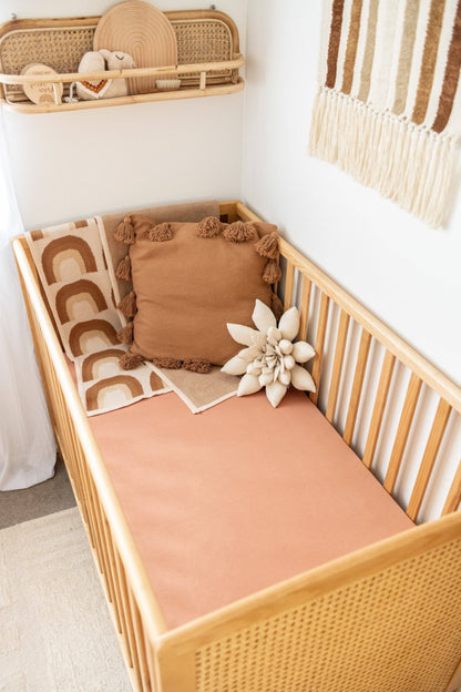 Kiin Baby - Organic Cot Sheet: Rainbow Ivory Umber