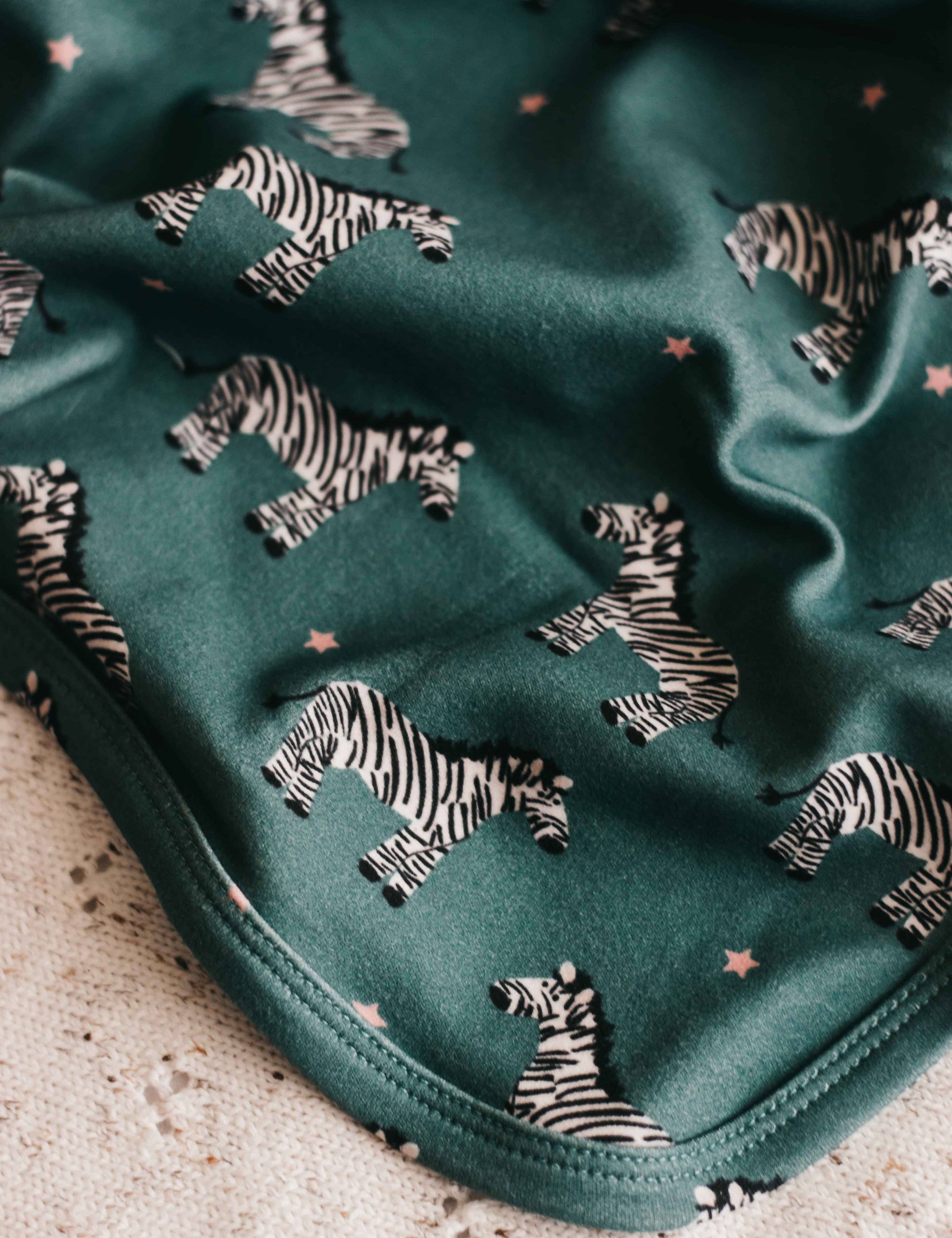 Bencer & Hazelnut - Jersey Swaddle - Zebby Green