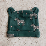 Bencer & Hazelnut - Newborn Beanie - Zebby Green