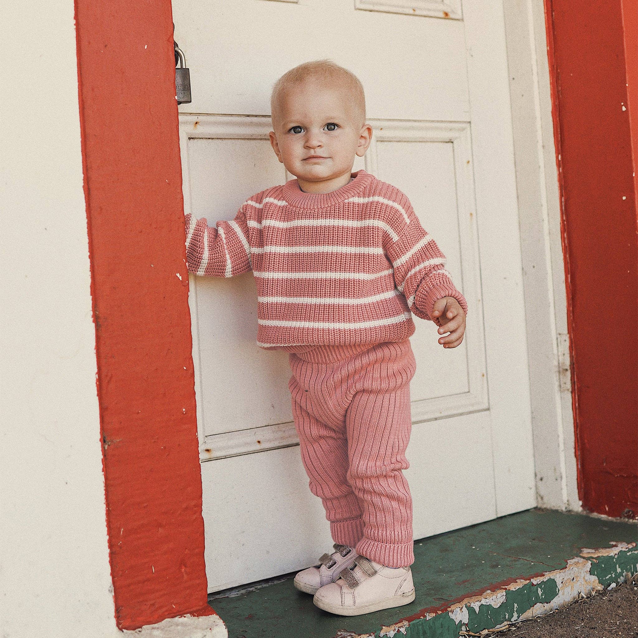 Chunky Rib Knit Jumper- Cameo Stripe