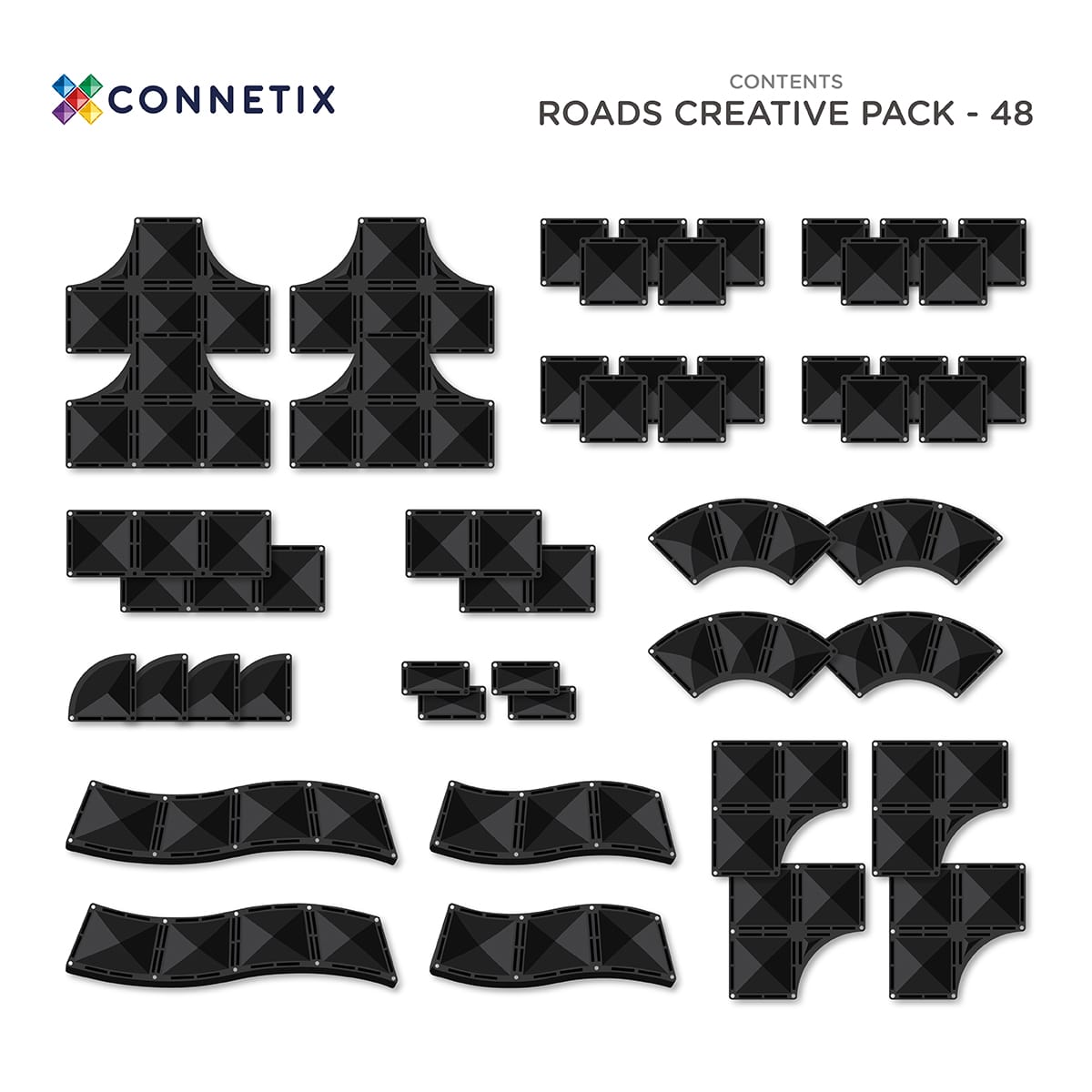 Connetix Magnetic Tiles - Creative Roads Pack 48 pc