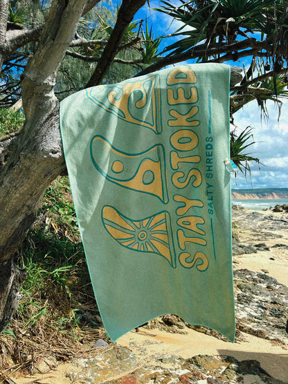 Salty Shreds - Stay stoked waffle microfiber sand free beach towel