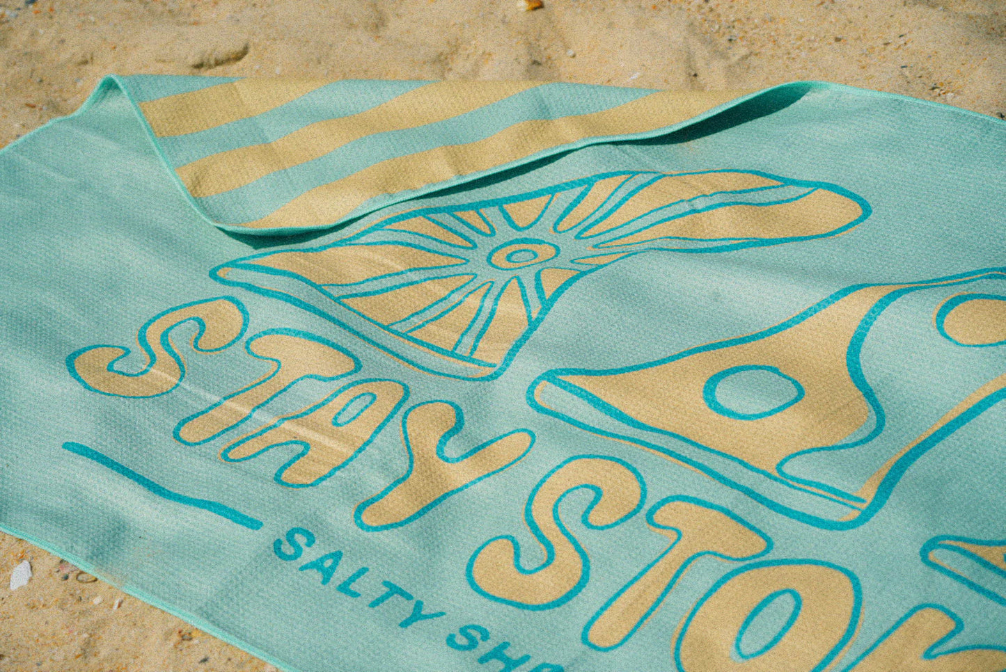 Salty Shreds - Stay stoked waffle microfiber sand free beach towel