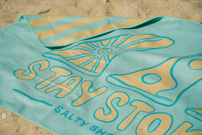 Salty Shreds - Stay stoked waffle microfiber sand free beach towel