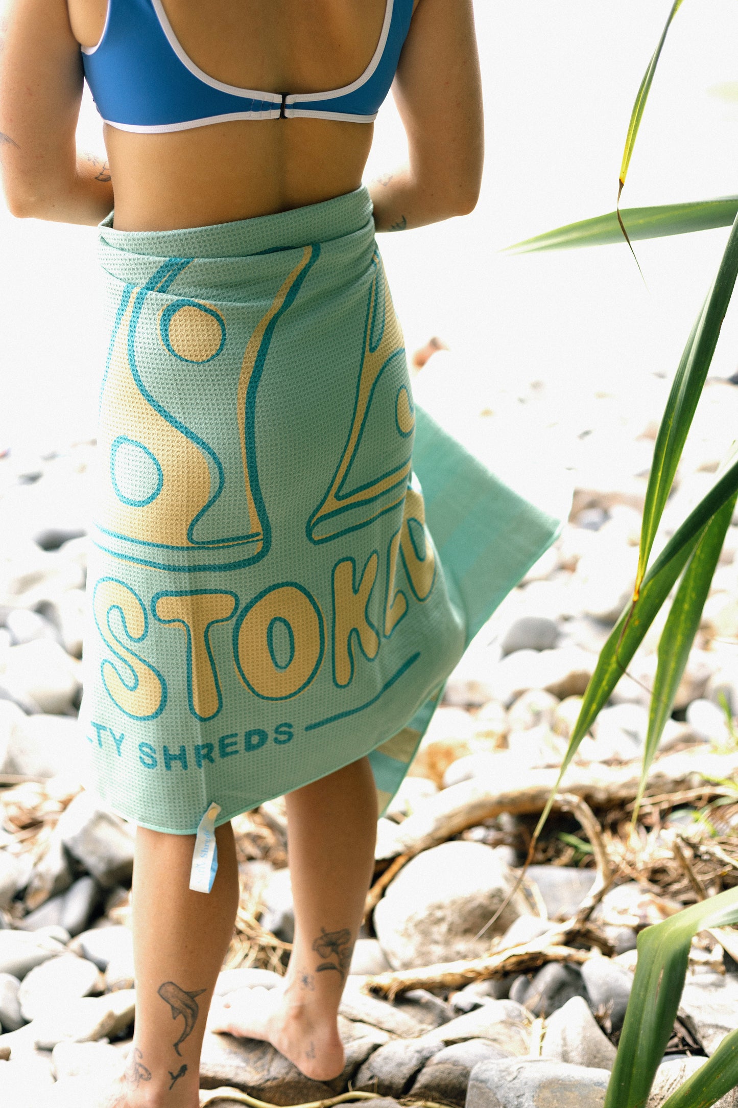 Salty Shreds - Stay stoked waffle microfiber sand free beach towel