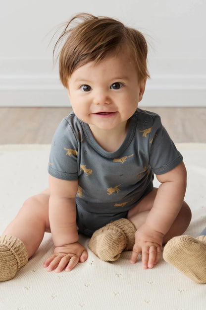 Jamie Kay - Organic Cotton Hudson Short Sleeve Bodysuit - Lenny Leopard Smoke