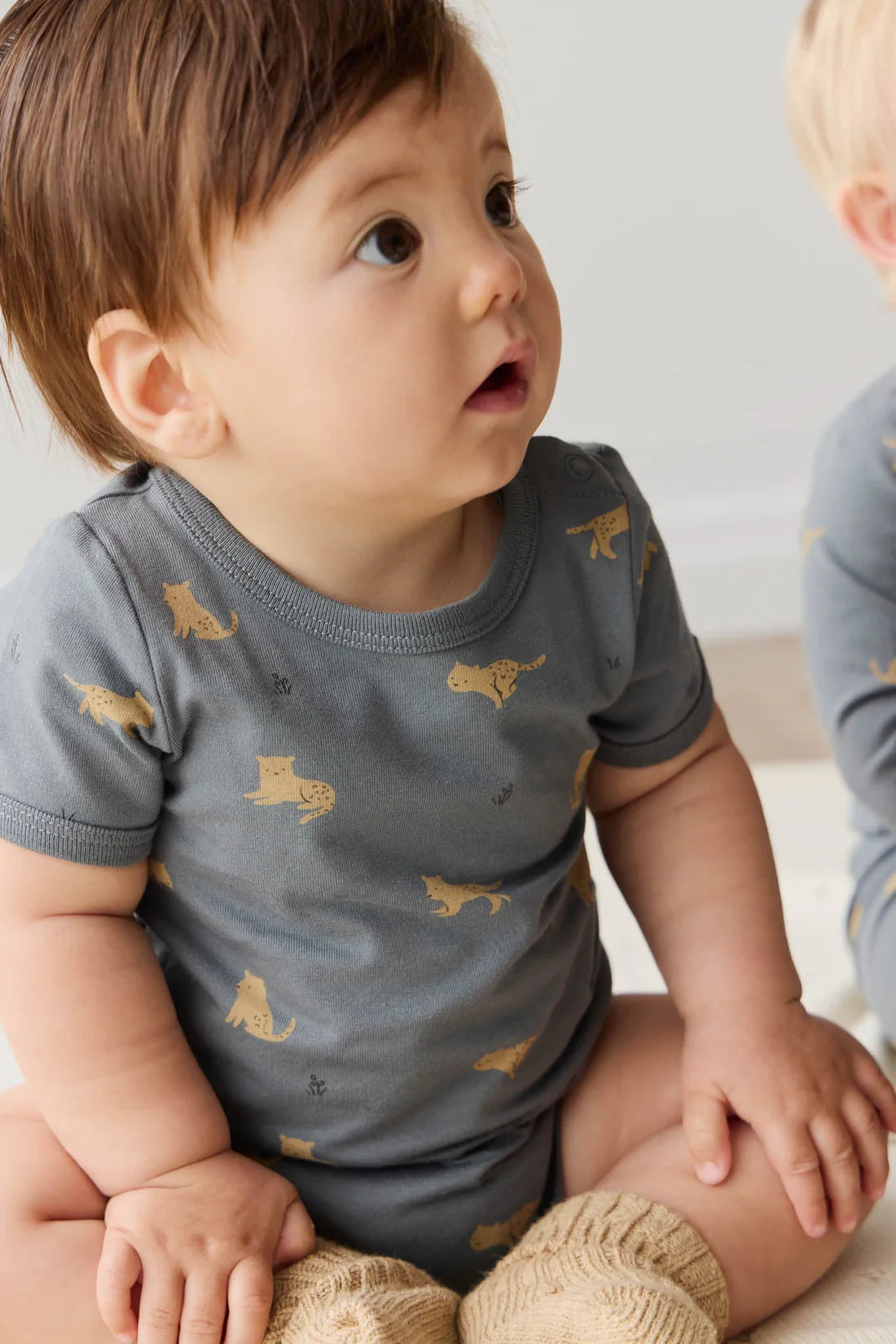 Jamie Kay - Organic Cotton Hudson Short Sleeve Bodysuit - Lenny Leopard Smoke