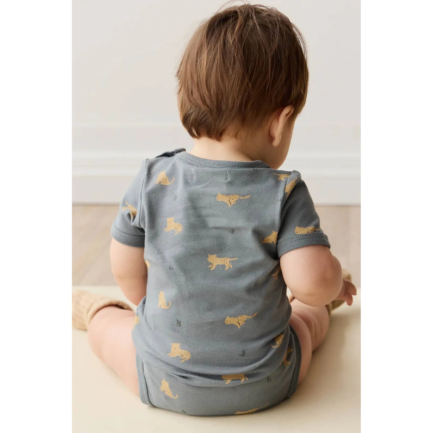 Jamie Kay - Organic Cotton Hudson Short Sleeve Bodysuit - Lenny Leopard Smoke