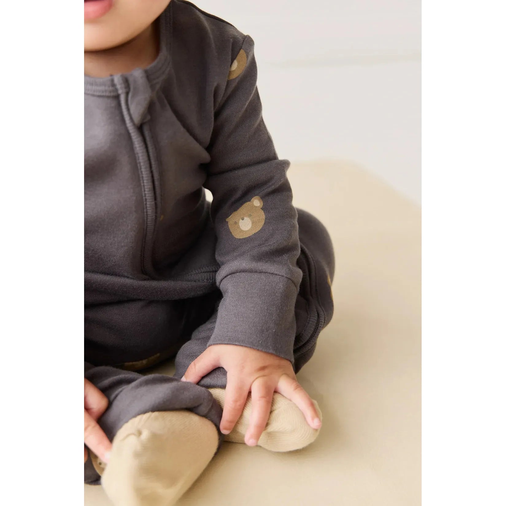 Jamie Kay - Organic Cotton Reese Zip Onepiece - Bobbie Bears Black Oyster