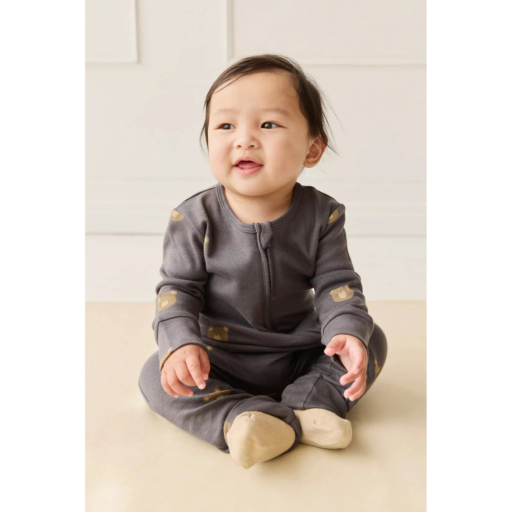 Jamie Kay - Organic Cotton Reese Zip Onepiece - Bobbie Bears Black Oyster