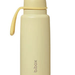 Beige water bottle with a matching cap on a white background