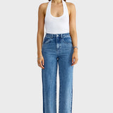 Cleo Contrast Side Panel Jean Mid Blue