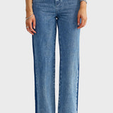 Cleo Contrast Side Panel Jean Mid Blue