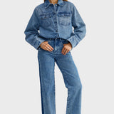 Cleo Contrast Side Panel Jean Mid Blue