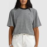 Darla Oversized Stripe T Shirt Charcoal
