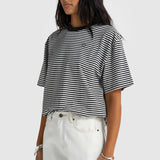 Darla Oversized Stripe T Shirt Charcoal