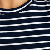 Evie Fitted T Shirt Navy and White